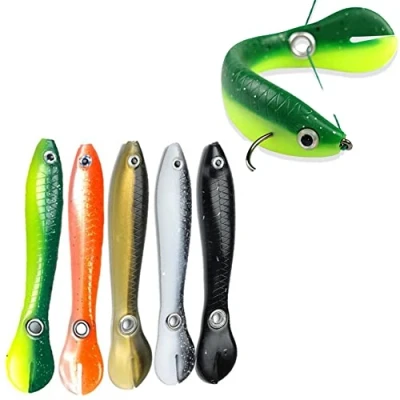 Afbeelding van Soft Bionic Fishing Lure, Lure with Spinning Tail, bass Lures Simulation Stuff Loach Bait, Slow Sinking Swimming for Enthusiasts (5Pcs)