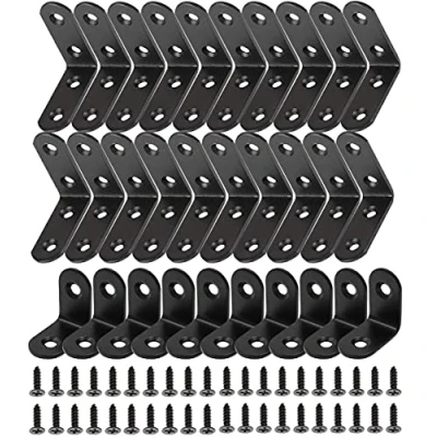 Afbeelding van 30 stuks roestvrijstalen hoekhoeken, 90 graden hoekklemmen, metaal, plankdragers, hoekhouder, L vormige houders met schroeven (20 40 x mm + 10 20 mm)
