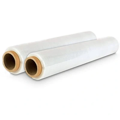 Afbeelding van V1 Trade Stretchfolie transparant 2 stretchfolierollen wikkelfolie handstretchfolie 150 meter lang en 50 cm breed verpakkingsmateriaal verpakkingsfolie op rol folie voor meubels