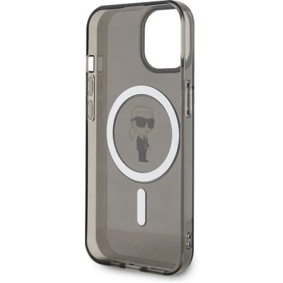 Afbeelding van Karl Lagerfeld KLHMP15SHFCKNOK iPhone 15 6.1 zwart/zwart hardcase IML Ikonik MagSafe