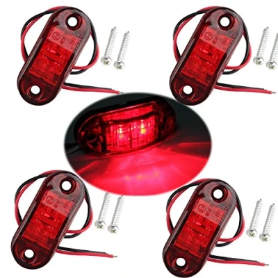 Afbeelding van Futheda 4stks IP65 Ovale LED Lampen Zijmarker Lights 12V/24V Voorzijde Achterlichten Universele indicator Van positie voor Vrachtwagen Trailer Caravan Auto Bus Boten Rood