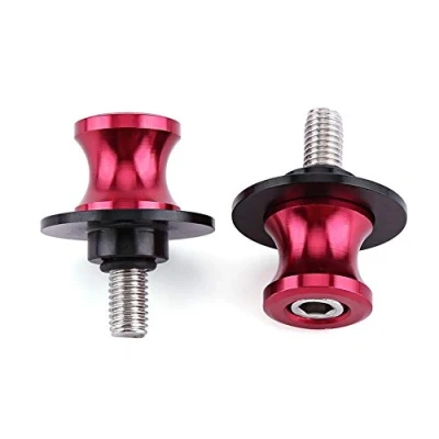 Afbeelding van Qiilu schommelarmspoel, 2 stuks, 6/8/10 mm, voor motorfiets achter, CNC gefreesd, draagarm, spoelhouder, vorkspoelhouder, 6 mm rood