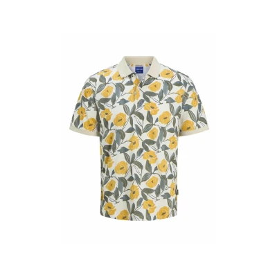 Afbeelding van Jack &amp; Jones Poloshirt Joralmeria Aop Polo Ss 12276835 Buttercream Mannen Maat M