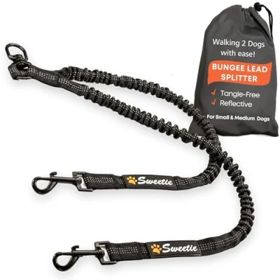 Afbeelding van Sweetie Hondenriem Splitter Dual schokabsorberende bungee koppeling met dubbele riem, M, 174 g