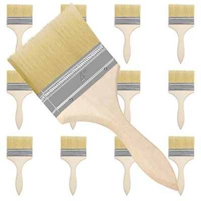 Afbeelding van Kurtzy 12 Pak Verfkwasten Kwastkop 101,6mm &amp; Totale Kwast Maat 21,5cm Geschikt Vieze Klusjes die Chip Painting, Siliconen, Gesso, Stainen, Vernissen en Lijmen Bevatten