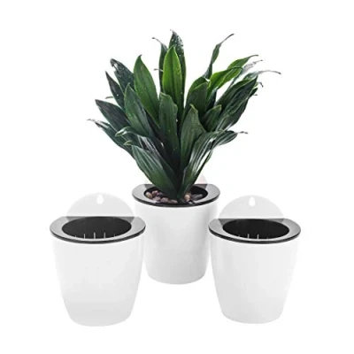 Afbeelding van ORIMERC Set van 3 hangende plantenbakken, automatische irrigatie, verticale tuinraam, opknoping, keukenkruiden, balkon, leuning, plank, omheining, slaapkamer, rooster (3 x klein)