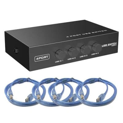 Afbeelding van SIENOC USB switch, USB2.0 apparatuur (printer, camera, etc.) gedeelde 4 poorten (4 poorts switch met kabel)