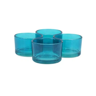 Afbeelding van Creativery Theelichtglazen, klein, 51 x 33 mm, set van 4 stuks, theelichthouders, glas, kleurkeuze: donker turquoise 340D