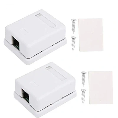 Afbeelding van Opbouwdoos, 2 Stuks RJ45 Opbouwdoos Cat6 Single Port Desktop Information Network Junction Boxes, Met Ingebouwde Schroeven En Lange Levensduur, Voor Communicatie Aansluiting