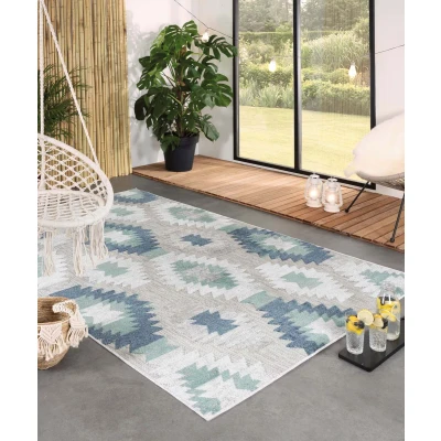 Afbeelding van Buitenkleed Aztek Verano Grijs/mint 140x200 Cm