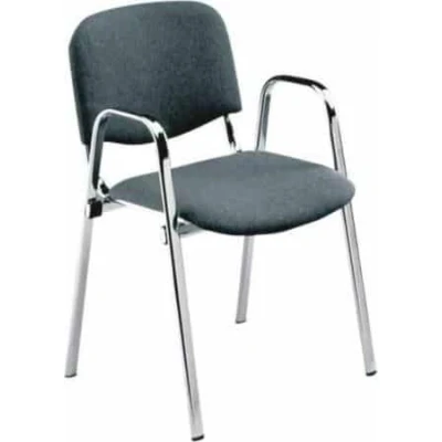 Afbeelding van Vergaderstoel of conferentiestoel basic chroom frame met armleuningen Antraciet stof
