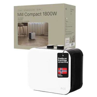 Afbeelding van Mill CUS1800MECW design ventilatiekachel tot 30m2 wit 5 jaar garantie