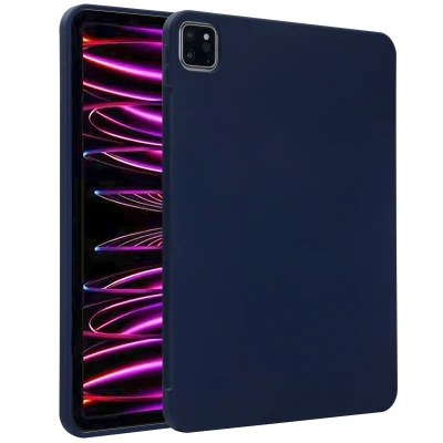 Afbeelding van Apple iPad Pro 11 (2018) Hoes: Accezz Liquid Silicone Backcover met penhouder Softcase,Backcover Donkerblauw Siliconen En TPU (zacht) Tablet