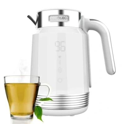 Afbeelding van Cecotec Waterkoker van 1,7 liter ThermoSense 600 Touch White. 2200W, BPA vrij, hoogwaardig roestvrij staal en plastic, LED verlichting bedieningslicht, 360º draaibare basis