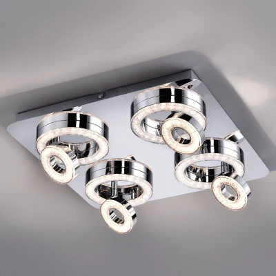 Afbeelding van JUST LIGHT. Vierkante LED plafondlamp Tim met 8 ringen