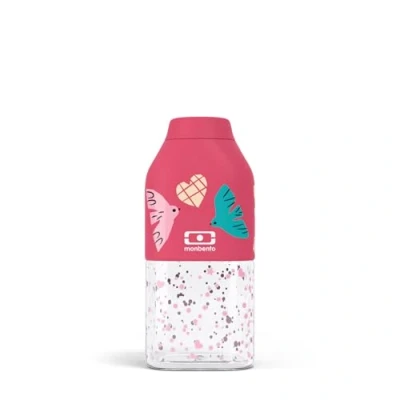 Afbeelding van MONBENTO Drinkfles voor meisjes MB Positive S roze vogels Kinderfles school, sport, picknick mini fles kunststof 330 ml luchtdicht BPA vrij vogelmotief
