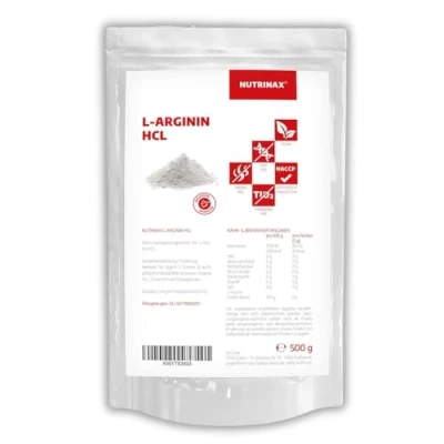 Afbeelding van NUTRINAX L arginine HCL poeder 1000 g hydrochloride uit plantaardige fermentatie veganistisch zonder vulstoffen en additieven aminozuur