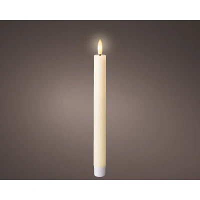 Afbeelding van Kaars LED Lumineo Beige Ø 2,2 x 24,5 cm Vlameffect (2 Stuks)