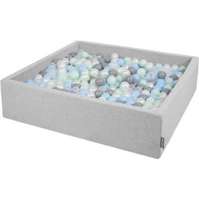 Afbeelding van KiddyMoon Schuim Ballenbak Voor Kinderen Met Ballen Ø 7 Cm Gemaakt In EU, Lichtgrijs:Parel Grijs Transparent Babyblue Munt,120X30cm/200