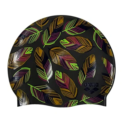 Afbeelding van arena Print 2 Unisex Siliconen Badmuts voor Volwassenen, Training en Racing, 100% Geen Vouw Vallende Bladeren