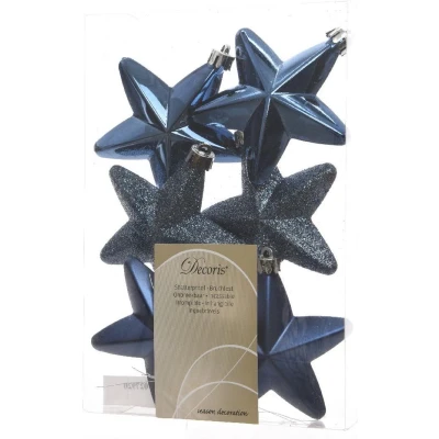 Afbeelding van Kerst ornamenten Sterren 6 stuks (Blauw)