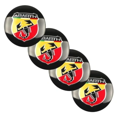 Afbeelding van 4 Stuks Naafkappen Voor FIAT 500 595 Punto Bravo Stilo Panda Abarth 56mm, Velgdoppen Naafdoppen Doppen Wielnaafdoppen Naafdop Wieldoppen Banden Velgen Auto onderdelen Sticker