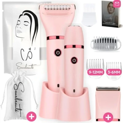 Afbeelding van 3 in 1 Ladyshave Gezicht Oksels Benen Bikinilijn Sansbeauté® Scheerapparaat Vrouw Ontharingsapparaat Electrisch Ontharen Gezichtsontharing Dames Trimmer Ladyshaves Bikini USB Oplaadbaar