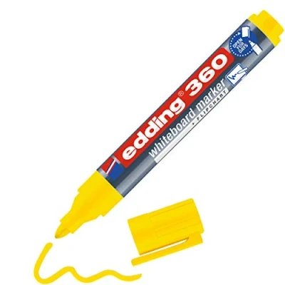 Afbeelding van edding 360 whiteboardmarker, geel, 1 whiteboardstift, ronde punt 1,5 3 mm, boardmarkers, afwasbaar, voor whiteboard, flipchart, magneetbord, prikbord, memobord, sketchnotes