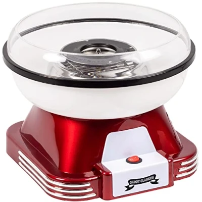 Afbeelding van Gadgy Suikerspinmachine Retro, met 10 Stokjes en Maatlepel Suikerspinmakers Snoep Kinderfeestje Suikerspin Suiker Cotton Candy