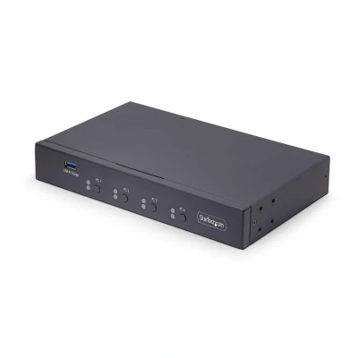 Afbeelding van StarTech.com 4 Port KM Switch met Mouse Roaming, USB voor Toetsenbord/Muis, 3.5mm/USB Audio,