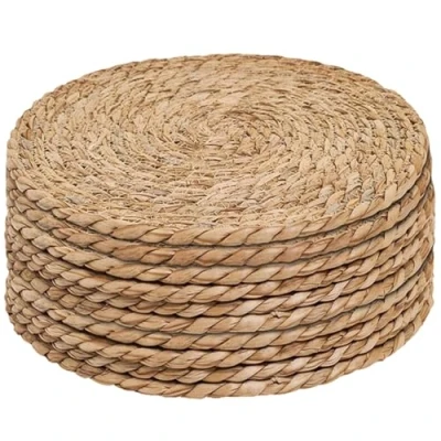Afbeelding van HOIRIX Ronde geweven placemats set van 10,1 inch rotan placemats, gevlochten rieten tafelmatten, natuurlijke voor eettafel (30 cm 10)