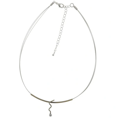 Afbeelding van Behave Ketting dames zilver en goud kleur abstract design 40 cm