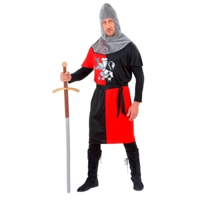 Afbeelding van Widmann Middeleeuwse &amp; Renaissance Strijders Kostuum Ridder Van Het Eerste Uur Man Rood, Zwart Large Carnavalskleding Verkleedkleding