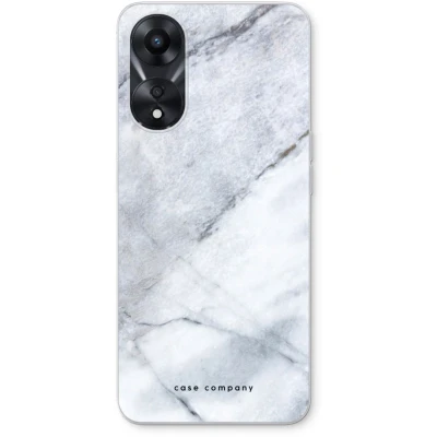 Afbeelding van Case Company® hoesje geschikt voor Oppo A58x Witte marmer Soft Cover Telefoonhoesje Bescherming aan alle Kanten en Schermrand