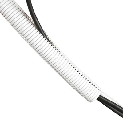 Afbeelding van D Line kabelbuis, flexibele kabelbeheeroplossing voor het organiseren van kabels tv‘s, pc‘s en gameconsoles, afdekken, kabelmanagement 1,1 meter lengte x 32 mm buitendiameter wit
