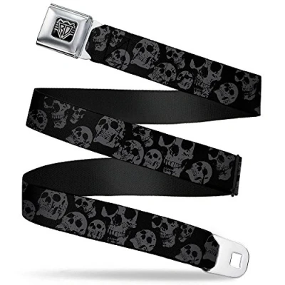 Afbeelding van Buckle Down Riem Seatbelt Belt Skulls XL Grtel, Meerkleurig, 4 cm breed 81/132 lengte