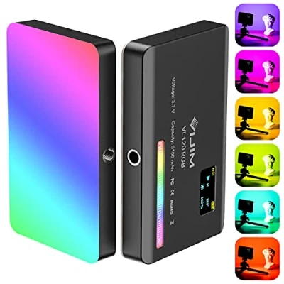 Afbeelding van ULANZI VL120 RGB led videolamp, 5 inch dimbaar, 2500K 9000K, camera licht met Cold Shoe Mount, ingebouwde 3100mAh batterij, CRI 95+, fotolicht voor DSLR camera, videofotografie