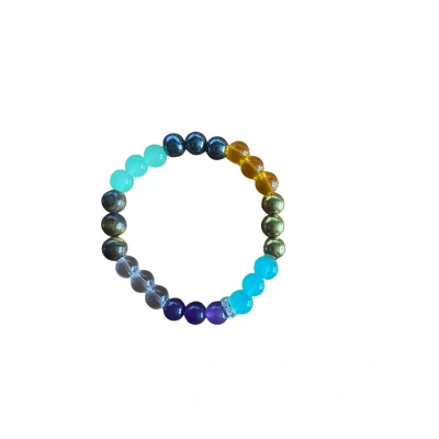 Afbeelding van Edelsteen Armband Welvaartsbrenger 18 cm 8 mm kralen Succes Bescherming Positieve Energie Amethist Aventurijn Pyriet Citrien Hematiet Chrysopraas Tijgeroog Bergkristal