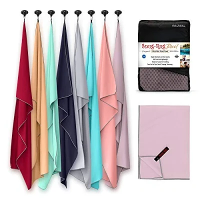Afbeelding van Snug Rug Microvezel handdoek Extra Large XL 200 x 90cm Super Absorberend Sneldrogend Lichtgewicht Compact Reizen Antibacterieel Zwemmen Sport Zandbestendige Strandhanddoeken Zeemist Mauve
