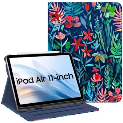Afbeelding van Fintie Beschermhoes voor iPad Air 4 10,9 inch 2020 met penhouder, multi hoek kijkafdekking [ondersteunt potlood 2e generatie opladen] tas, Auto Sleep/Wake 4e Generatie, Jungle Night