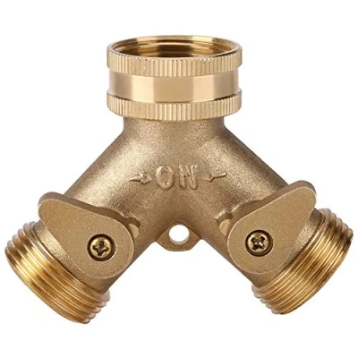 Afbeelding van 3/4 Inch G1/2 Messing 2 Dubbele Kraan Connector Manier Slang Splitter Way Tap Adapter met Klep Tuin Irrigatie Adapter(Europese draad)