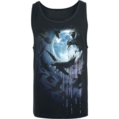 Afbeelding van Spiral Crow Moon Tanktop zwart XXL Katoen Basics, Gothic, Horror, Rock wear