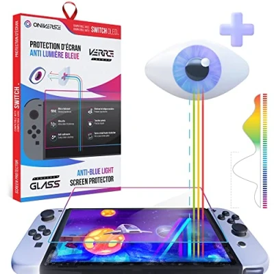 Afbeelding van Oniverse Schermbescherming Switch OLED gehard glas Anti blauw licht compatibel met Nintendo Displaybeschermfolie Duurzaam en krasbestendig