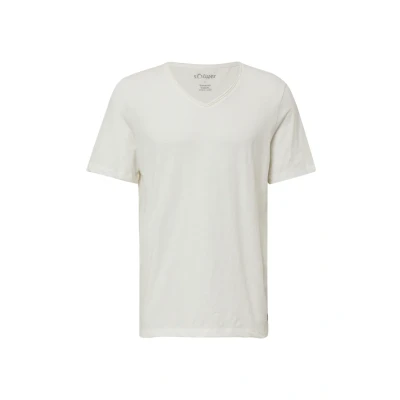 Afbeelding van s.Oliver Luftiges MIT Vausschnitt UND Flammgarnstruktur Tshirt basic, Heren, Maat: Large, Weiß