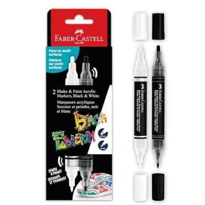 Afbeelding van 12x Acrylmarker Faber Castell Black Edition Shake Paint 2st. zwart, w