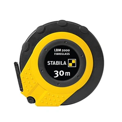 Afbeelding van STABILA Capsulebandmaat LBM 2000 Fibreglass, 30 m, glasvezelmeetlint met metrische schaal en knikbescherming, universele haak, onbreekbare capsule, MID nauwkeurigheid