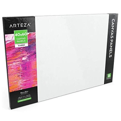 Afbeelding van Arteza Blanco canvas board van 40x60 cm, 6 delig, Geprepareerd doek 100% katoen voor schilderen met diverse soorten verf, Schildersdoek kunstschilders en amateurschilders