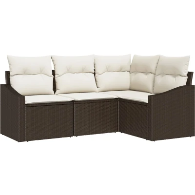 Afbeelding van vidaXL Tuin Sofa Set van 4 Bruin Rattan Hoek Rechthoekig
