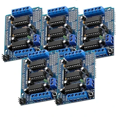 Afbeelding van AZDelivery 5 x L293D Motor Driver Shield, 4 Kanaals Stepper Driver, Expansion Board compatibel met Arduino inclusief en E Book!