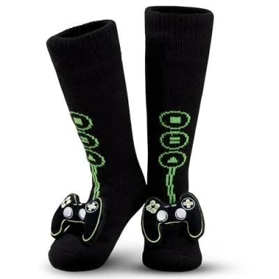 Afbeelding van CityComfort Pluizige sokken voor heren en jongeren, zachte, warme 3D gamingpantoffelsokken met antislippads, maat 4 9, loungewear cadeaus hem, Zwart, 40.5 EU